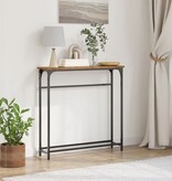 VidaXL Wandtafel 75x19,5x75 cm bewerkt hout en staal oud houtkleurig