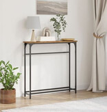 VidaXL Wandtafel 75x19,5x75 cm bewerkt hout en staal oud houtkleurig