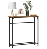 VidaXL Wandtafel 75x19,5x75 cm bewerkt hout en staal oud houtkleurig