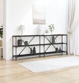 VidaXL Wandtafel 200x30x75 cm bewerkt hout en staal zwart eikenkleurig