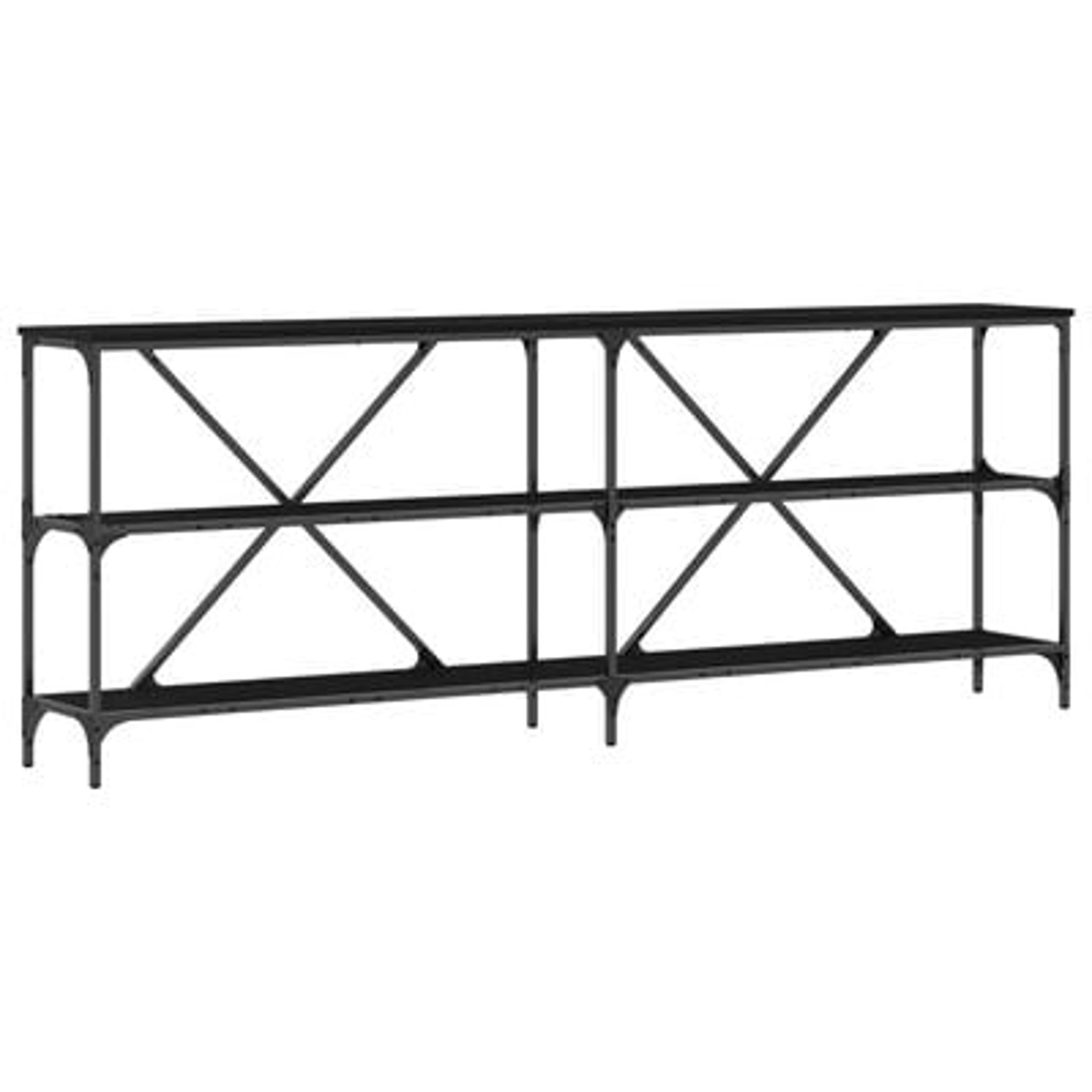 VidaXL Wandtafel 200x30x75 cm bewerkt hout en staal zwart eikenkleurig