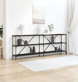 VidaXL Wandtafel 200x30x75 cm bewerkt hout en staal zwart eikenkleurig