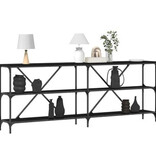 VidaXL Wandtafel 200x30x75 cm bewerkt hout en staal zwart eikenkleurig