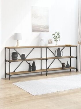 VidaXL Wanstafel 200x30x75 cm bewerkt hout en staal artisanaal eiken