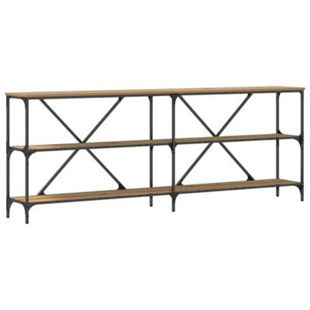 VidaXL Wanstafel 200x30x75 cm bewerkt hout en staal artisanaal eiken