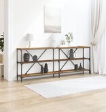 VidaXL Wandtafel 200x30x75 cm bewerkt hout en staal oud houtkleurig