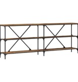 VidaXL Wandtafel 200x30x75 cm bewerkt hout en staal oud houtkleurig