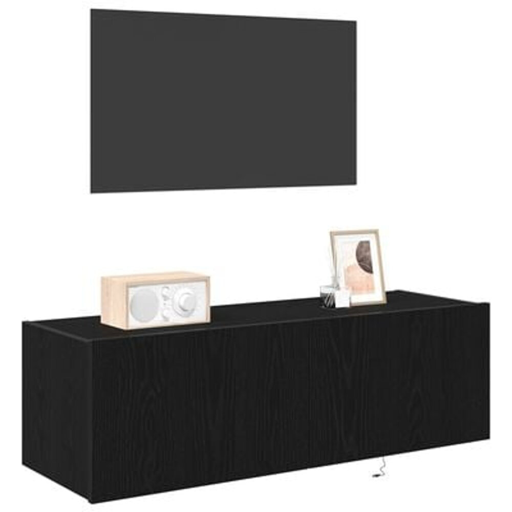VidaXL Tv-wandmeubel met LED-verlichting 100x35x31 cm zwart eikenkleur