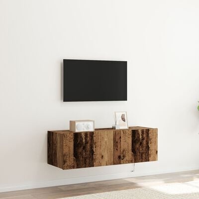 VidaXL Tv-wandmeubel met LED-verlichting 100x35x31 cm oud houtkleurig