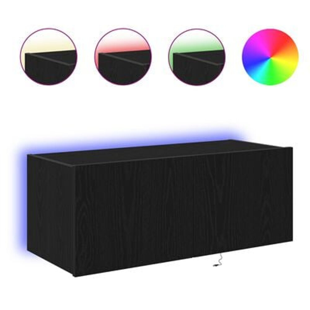 VidaXL Tv-wandmeubel met LED-verlichting 80x35x31 cm zwart eikenkleur