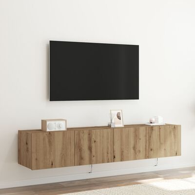 VidaXL Tv-wandmeubels 2 st met LED 80x35x31 cm artisanaal eiken