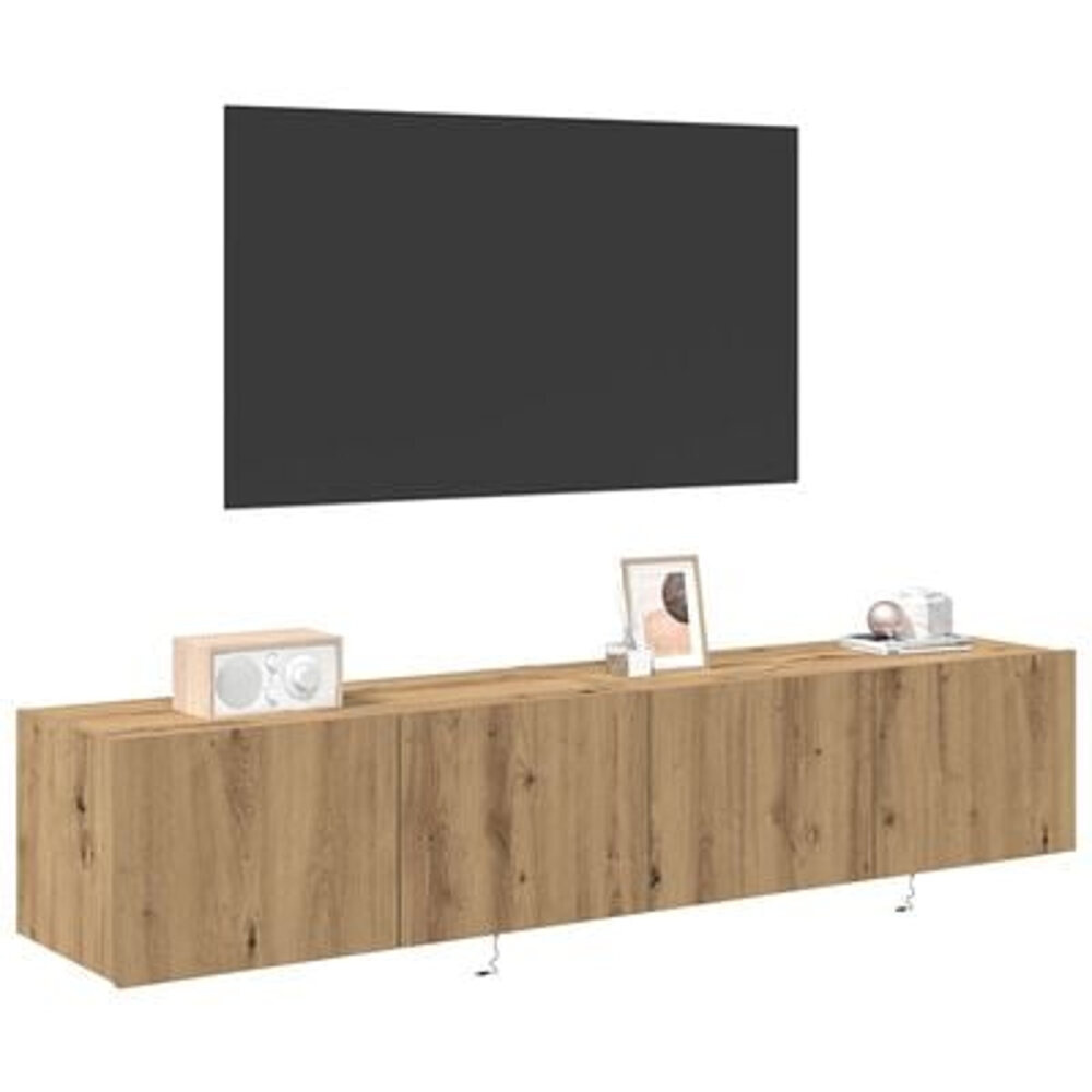 VidaXL Tv-wandmeubels 2 st met LED 80x35x31 cm artisanaal eiken