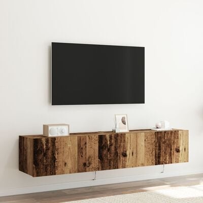 VidaXL Tv-wandmeubels 2 st met LED 80x35x31 cm oud houtkleurig