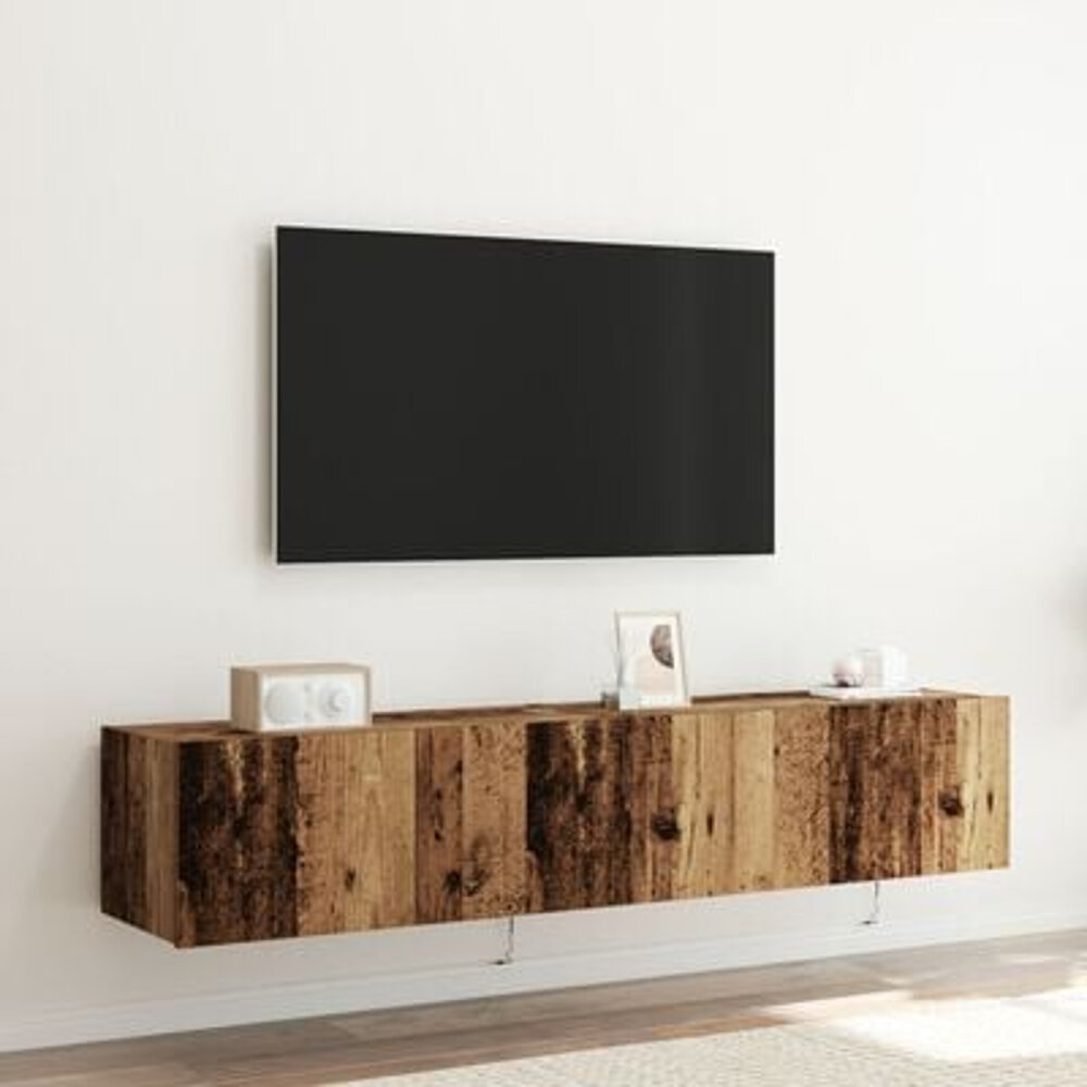 VidaXL Tv-wandmeubels 2 st met LED 80x35x31 cm oud houtkleurig