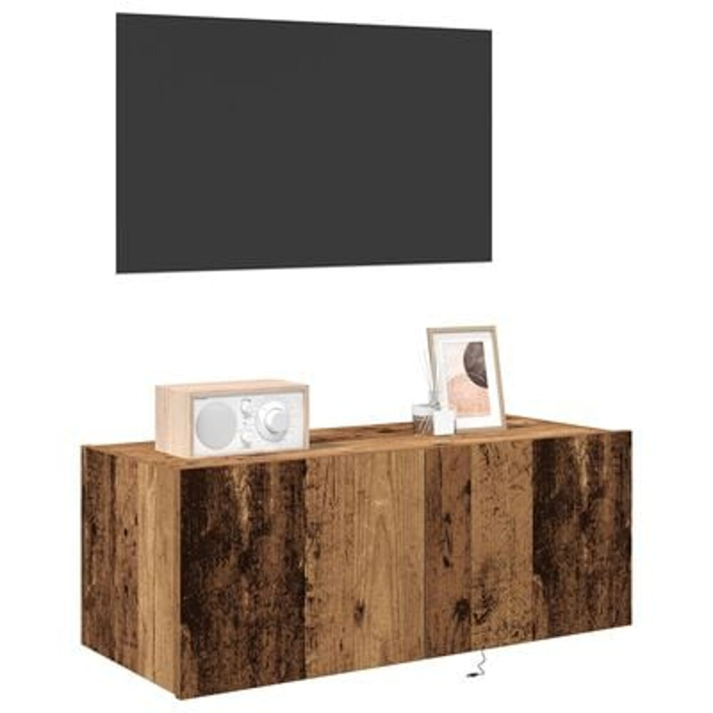 VidaXL Tv-wandmeubel met LED-verlichting 80x35x31 cm oud houtkleurig