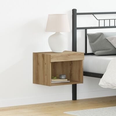 VidaXL Wandkasten 2 st met LED 40x30x30 cm artisanaal eiken