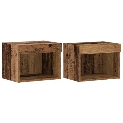 VidaXL Wandkasten 2 st met LED-verlichting 40x30x30 cm oud houtkleurig