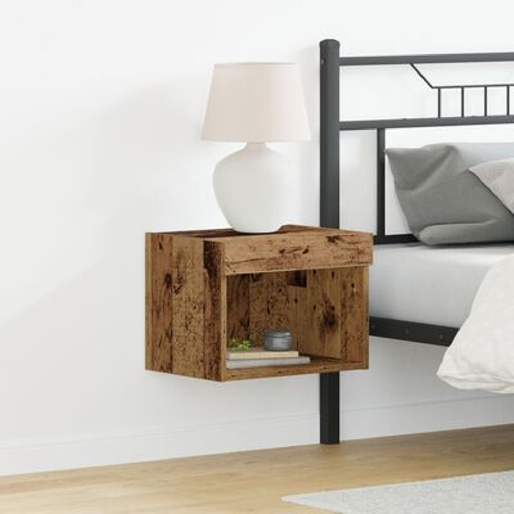 VidaXL Wandkasten 2 st met LED-verlichting 40x30x30 cm oud houtkleurig