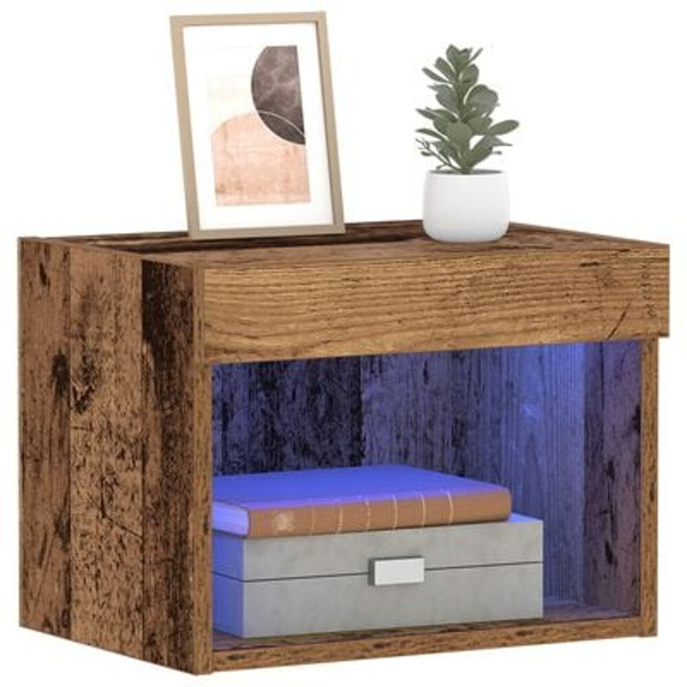 VidaXL Wandkast met LED-verlichting 40x30x30 cm oud houtkleurig