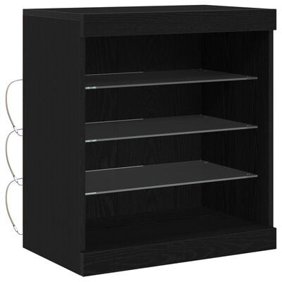 VidaXL Dressoir met LED-verlichting 60,5x37x67 cm zwart eikenkleurig