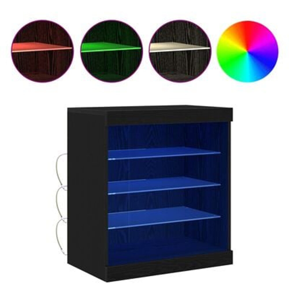VidaXL Dressoir met LED-verlichting 60,5x37x67 cm zwart eikenkleurig