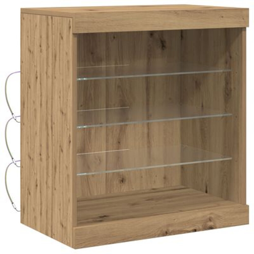VidaXL Dressoir met LED-verlichting 60,5x37x67 cm artisanaal eiken