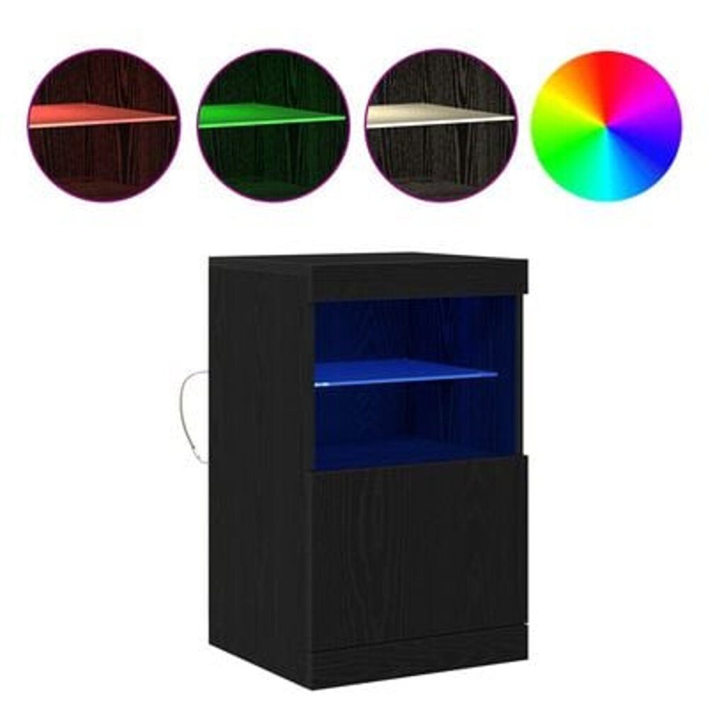 VidaXL Dressoir met LED-verlichting 41x37x67 cm zwart eikenkleurig