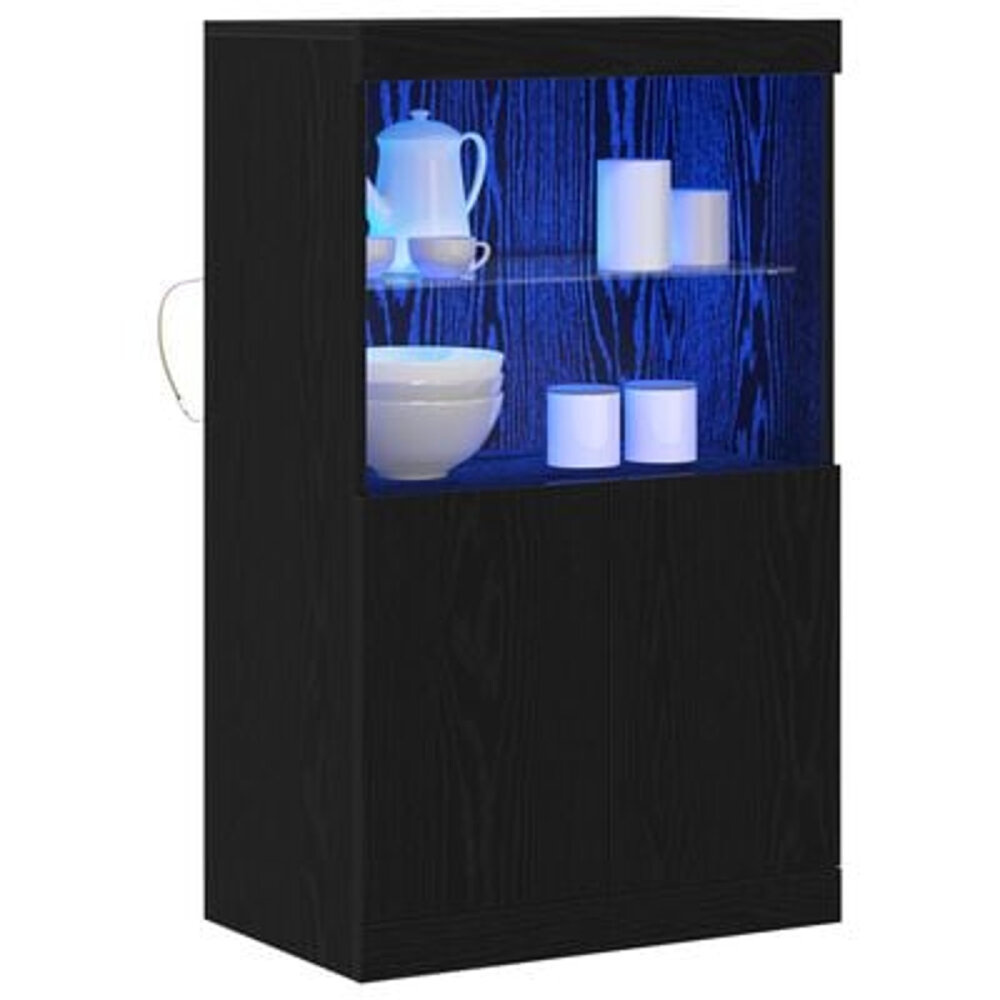 VidaXL Dressoir met LED Verlichting Zwart Eik 60x37x100 cm