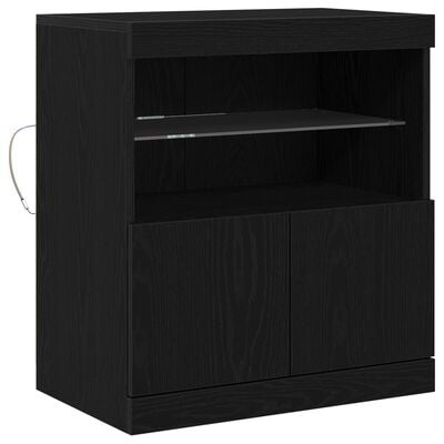 VidaXL Dressoir met LED-verlichting 60x37x67 cm zwart eikenkleurig