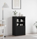 VidaXL Dressoir met LED-verlichting Zwart Eiken 60,5x37x100 cm