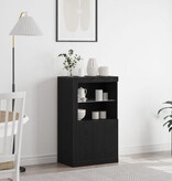 VidaXL Dressoir met LED-verlichting Zwart Eiken 60,5x37x100 cm