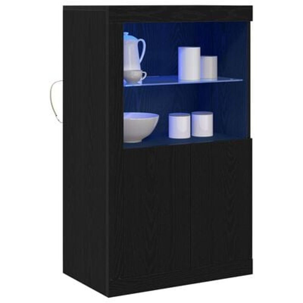 VidaXL Dressoir met LED-verlichting Zwart Eiken 60,5x37x100 cm