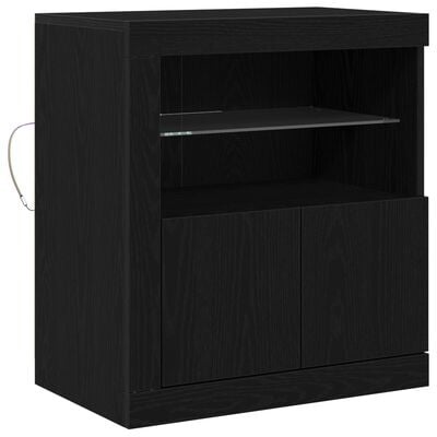 VidaXL Dressoir met LED-verlichting Zwart Eiken 60,5x37x67 cm