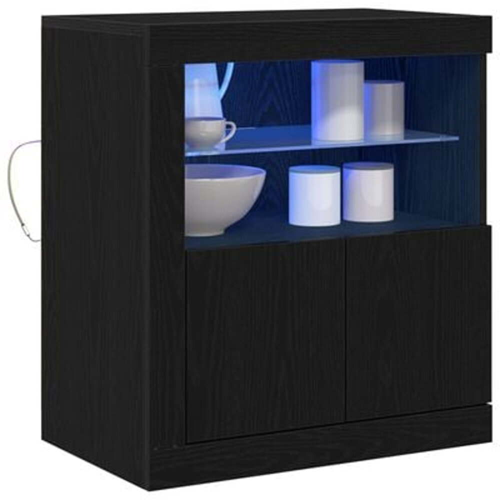 VidaXL Dressoir met LED-verlichting Zwart Eiken 60,5x37x67 cm