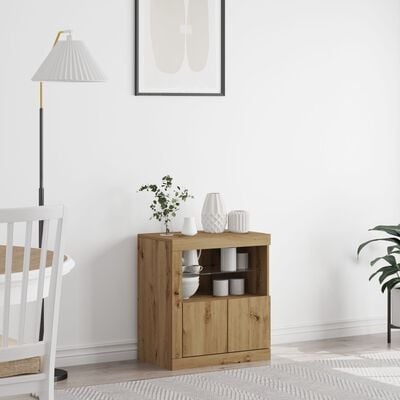 VidaXL Sideboard met LED-verlichting Ambachtelijk Eiken 60,5x37x67 cm