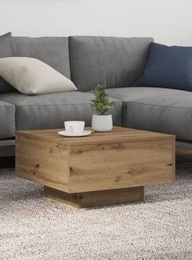 VidaXL Salontafel met LED-verlichting 55x55x31 cm artisanaal eiken