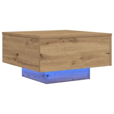 VidaXL Salontafel met LED-verlichting 55x55x31 cm artisanaal eiken