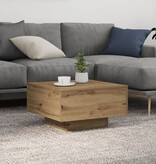 VidaXL Salontafel met LED-verlichting 55x55x31 cm artisanaal eiken