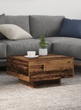 VidaXL Salontafel met LED-verlichting 55x55x31 cm oud houtkleurig