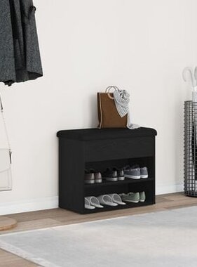 VidaXL Opslagbank Zwart Eiken 60x30x48 cm Bewerkt Hout