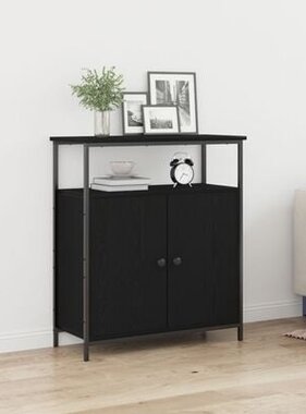 VidaXL Kast wandgemonteerd 69,5x34x90 cm bewerkt hout zwart eikenkleur