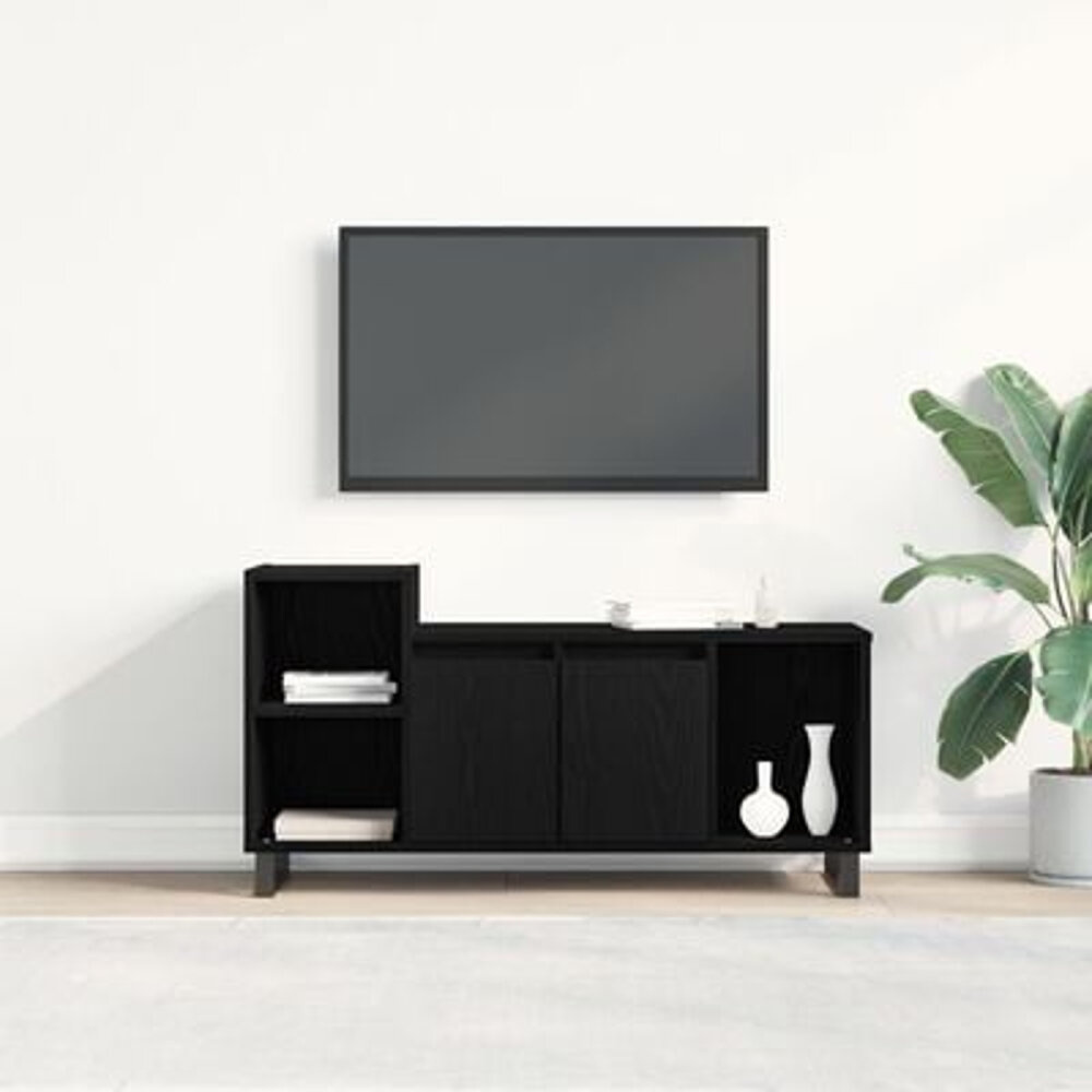 VidaXL Tv-kast Zwart Eiken 100x35x55 cm Engineered Wood