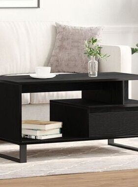 VidaXL Salontafel Zwart Eiken 90x49x45 cm Bewerkt Hout