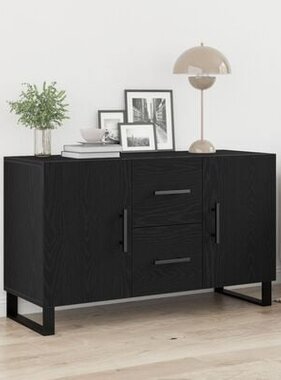 VidaXL Dressoir 100x36x60 cm bewerkt hout zwart eikenkleurig