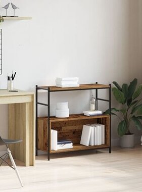 VidaXL Boekenkast 80x30x78,5 cm bewerkt hout gerookt eikenkleurig