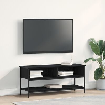 VidaXL Tv-meubel 100x35x45 cm bewerkt hout en staal zwart eikenkleurig