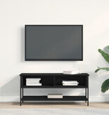 VidaXL Tv-meubel 100x35x45 cm bewerkt hout en staal zwart eikenkleurig