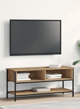 VidaXL Tv-meubel 100x35x45 cm bewerkt hout en staal artisanaal eiken