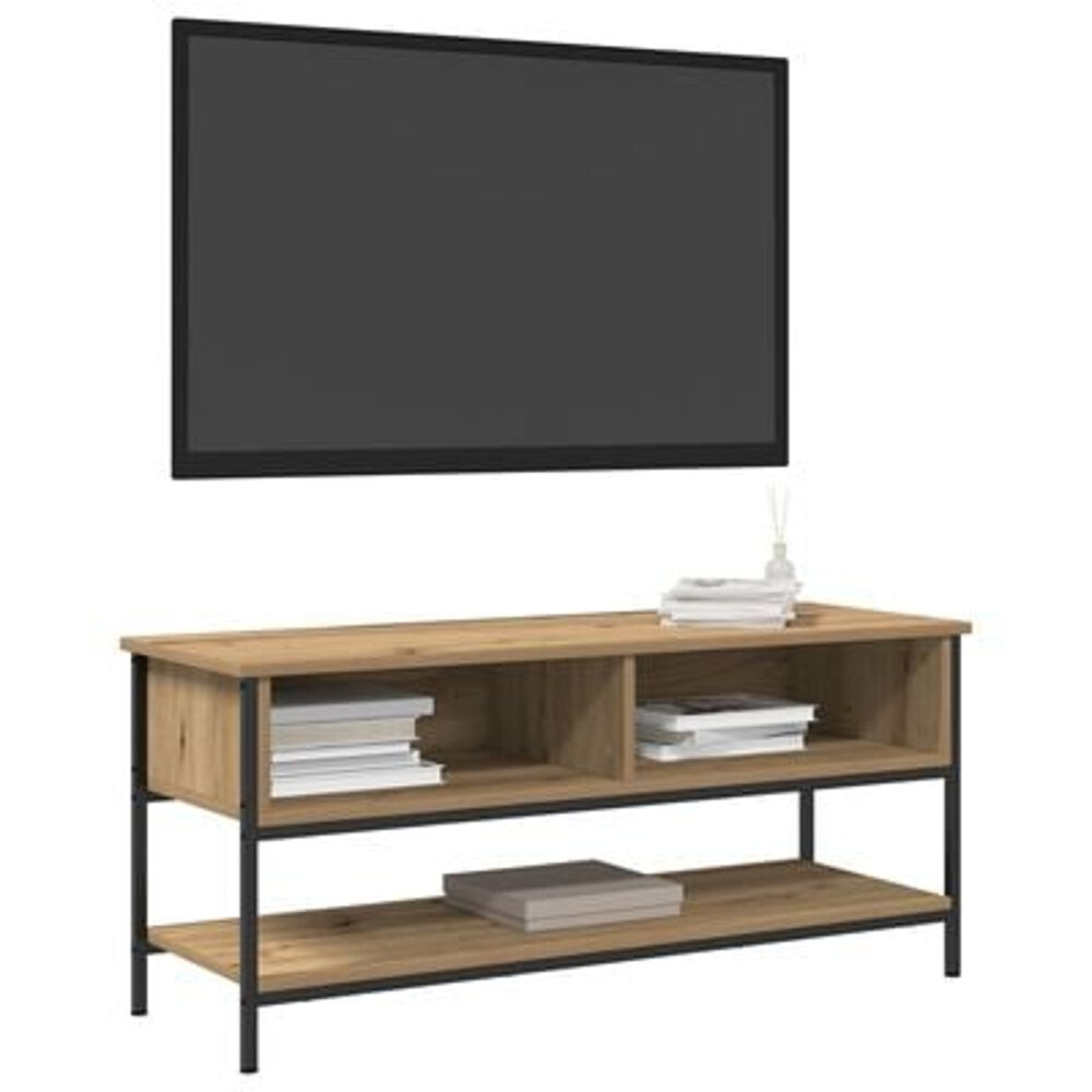 VidaXL Tv-meubel 100x35x45 cm bewerkt hout en staal artisanaal eiken