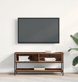VidaXL Tv-meubel 100x35x45 cm bewerkt hout en staal oud houtkleurig